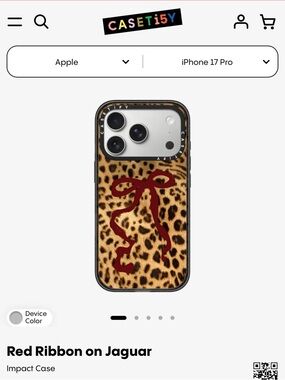Casetify Leopard Print Phone Case with Red Ribbon Accent 17 pro max iPhone case